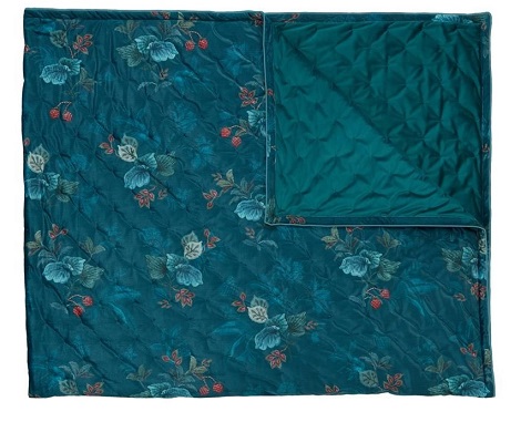 Pip sprei Leafy Stitch Quilt aqua blauw, bloemen